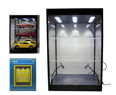 Display Case Large LED w/2 Adjustable Shelves 