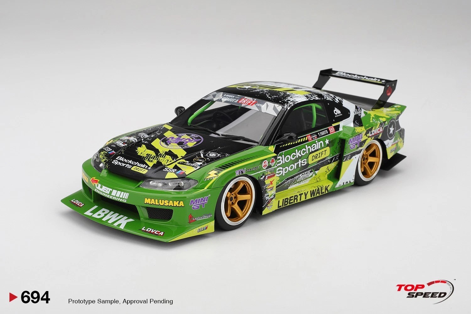 1:18 Scale. NISSAN SILVIA S15 LB-SUPER SILHOUETTE #555 V2 2024 FORMULA DRIFT JAPAN