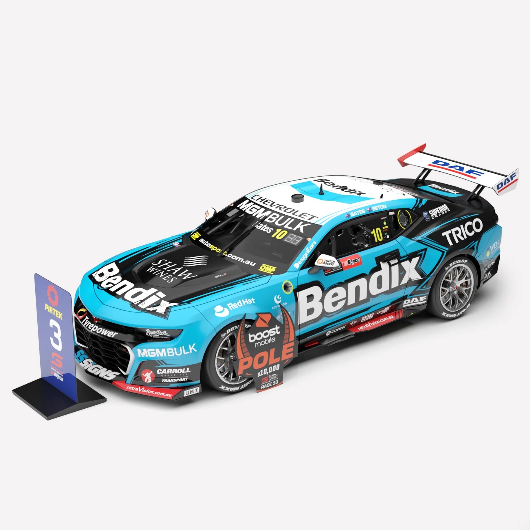 1:18 Scale. Zach Bates / Aaron Seton. Bendix Racing #10 Chevrolet Camaro ZL1 - 2026 Repco Bathurst 1000 Pole Position / 3rd Place