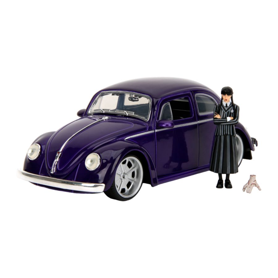1:24 Scale. Wednesday VW Beetle with Wednesday figurine