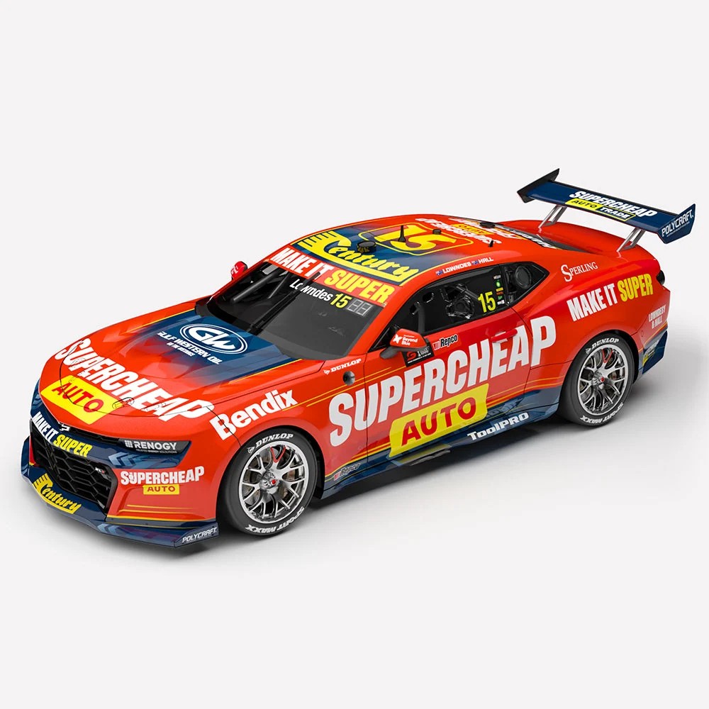 1:43 Scale. Craig Lowndes / Bayley Hall. Supercheap Auto Racing #15 Chevrolet Camaro ZL1 – 2026 Repco Bathurst 1000 Wildcard